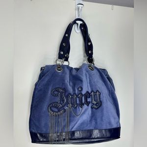 Juicy Couture blue Y2K Vintage Velour Dream "Juicy “ oversized handbag